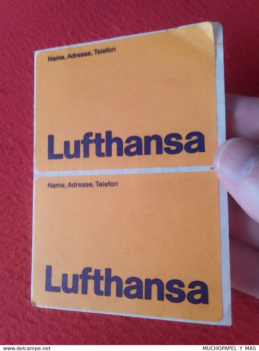 ANTIGUO JUEGO DE 2 ETIQUETAS OLD LABELS AIRLINES LÍNEAS AÉREAS BAGGAGE TAG....LUFTHANSA AIR LINES GERMANY AUFKLEBER..VER - Aufklebschilder Und Gepäckbeschriftung