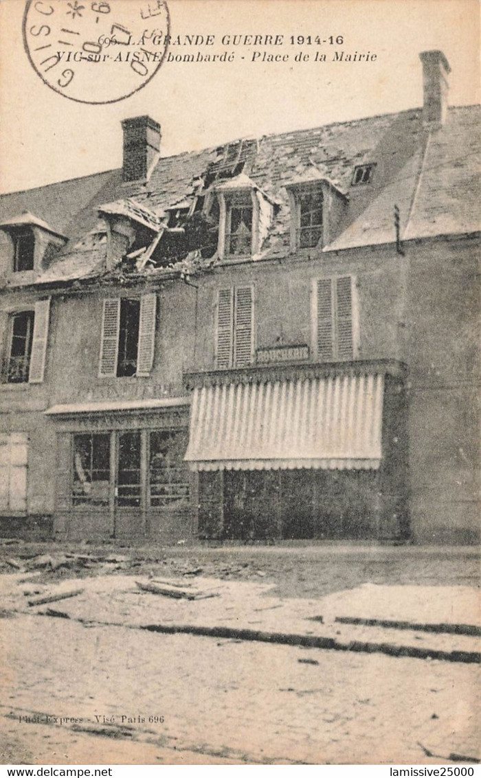 Aisne Vic Sur Aisne Bombardé Place De La Mairie Boucherie - Vic Sur Aisne