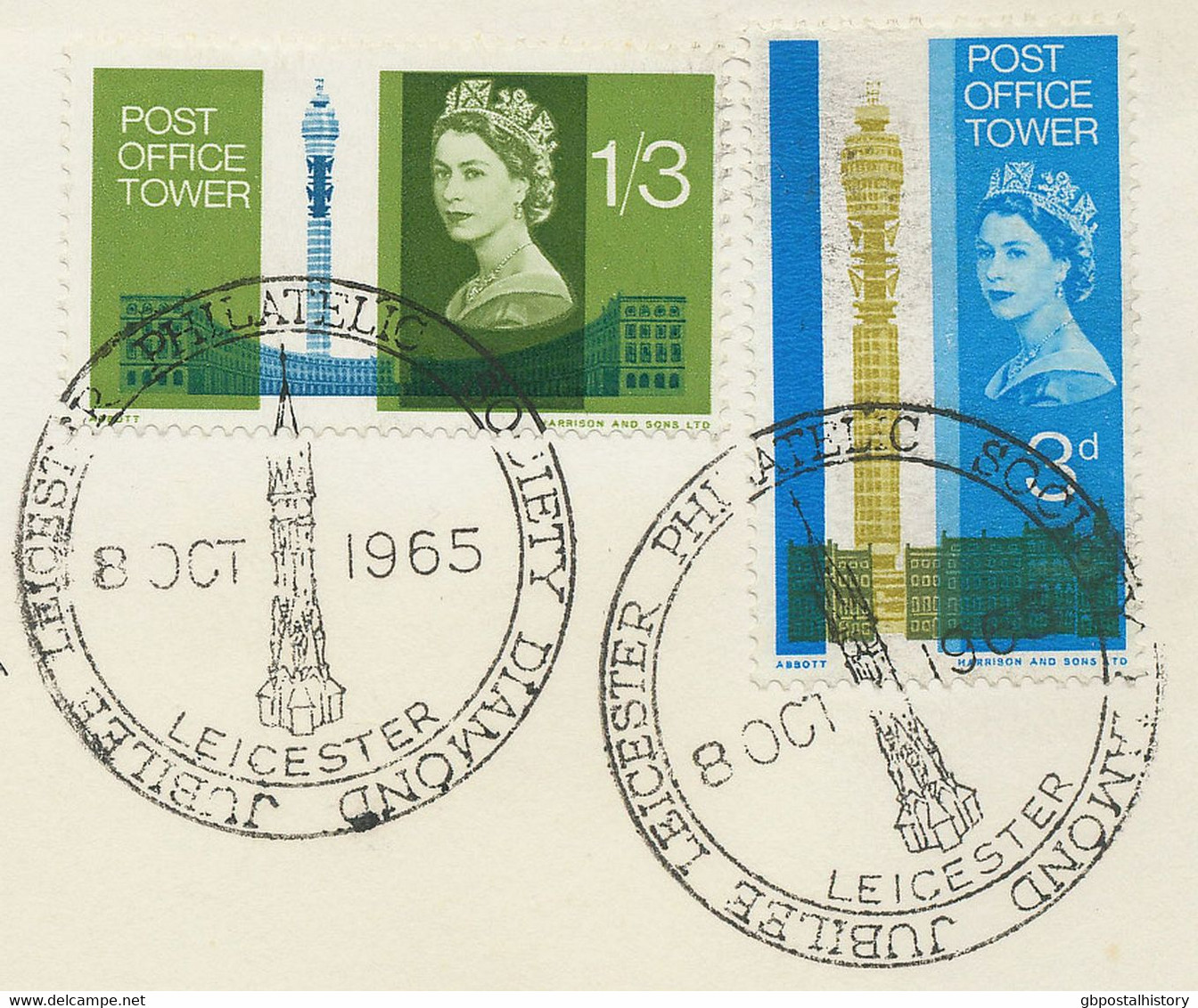 GB SPECIAL EVENT POSTMARK 1965 LEICESTER PHILATELIC SOCIETY DIAMOND JUBILEE LEICESTER - Extremly Rare FDC Postmark, R! - 1952-71 Ediciones Pre-Decimales