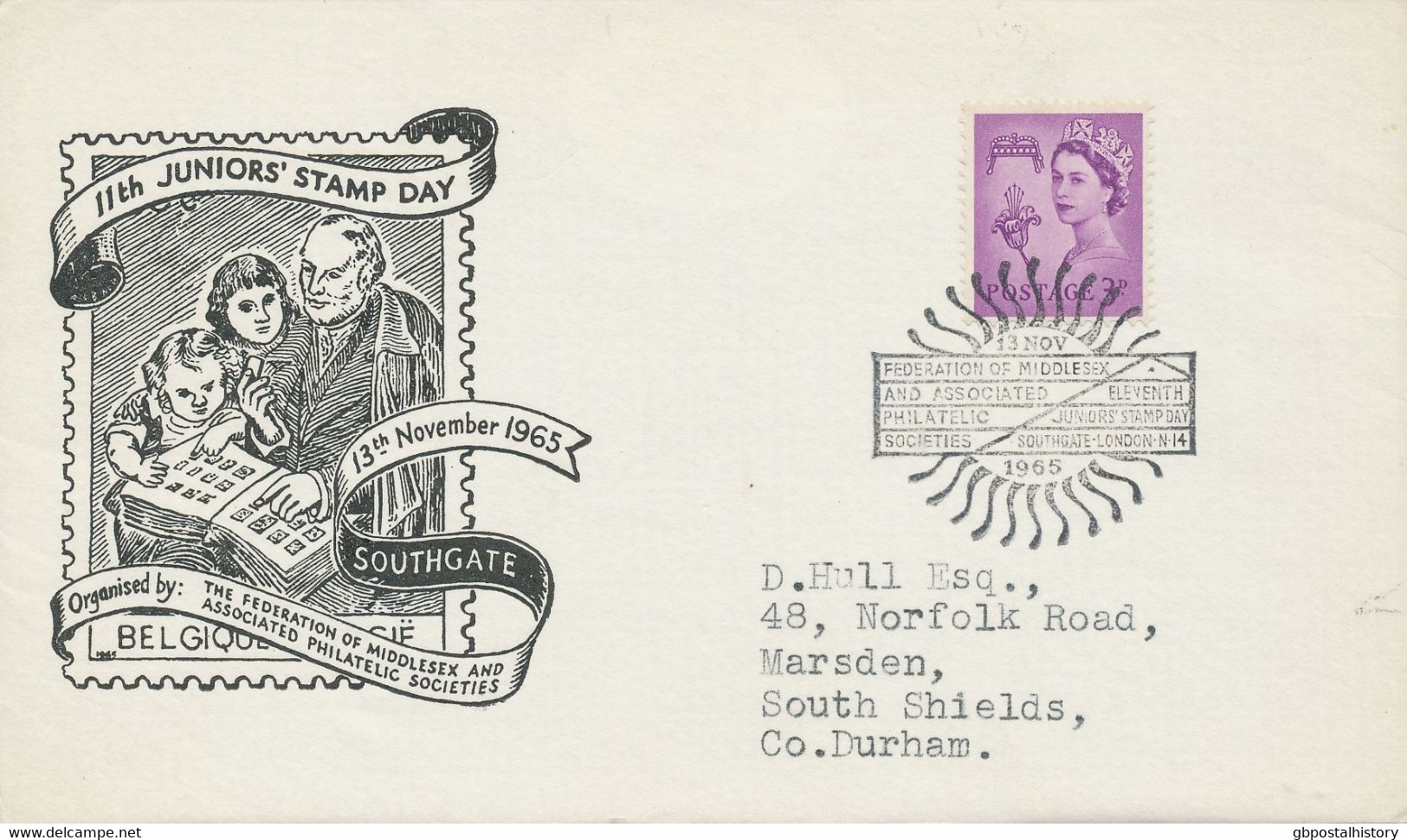 FEDERATION OF MIDDLESEX AND ASSOCIATED PHILATELIC SOCIEITIES ELEVENTH JUNIORS' STAMP DAY SOUTHGATE LONDON N14 - Storia Postale