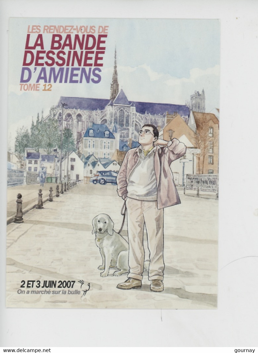 Jirô Taniguchi - Cp Affiche Amiens 12è Rendez-vous Bande Dessinée, On A Marché Sur La Bulle (cp Vierge) Cathédrale Chien - Comics