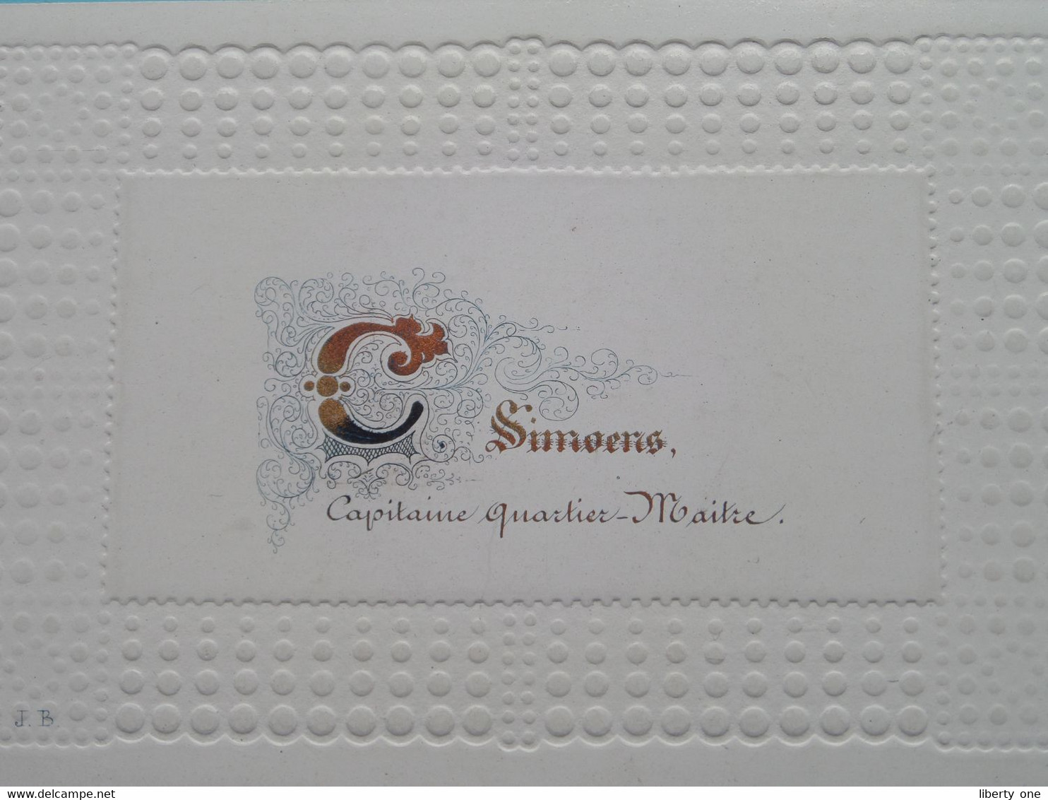 C. SIMOENS Capitaine Quartier-Maitre ( Porcelein / Porcelaine ) Form. +/- 10 X 6,5 Cm. ( Militair ) ! - Visiting Cards