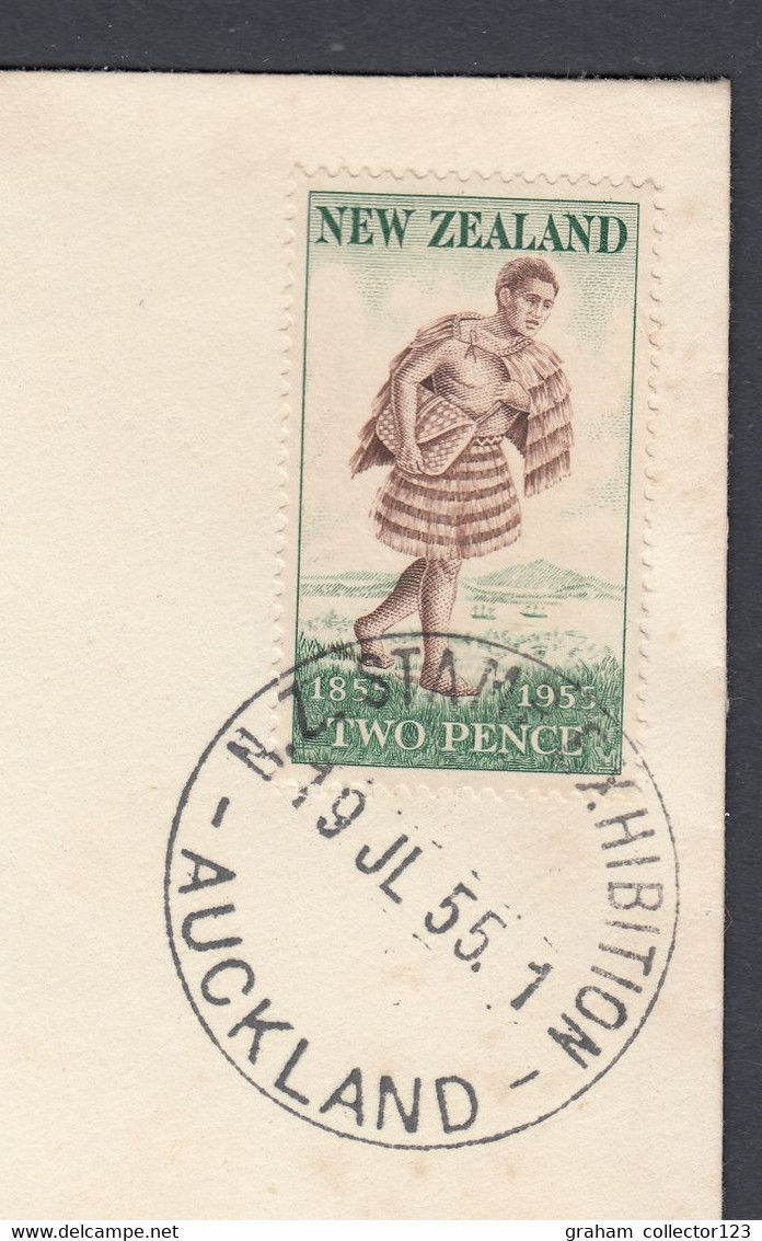 New Zealand NZ International Stamp Exhibition Auckland Stamp Cover 1955 Not A FDC Maori Mail Carrier 2d Stamp - Briefe U. Dokumente