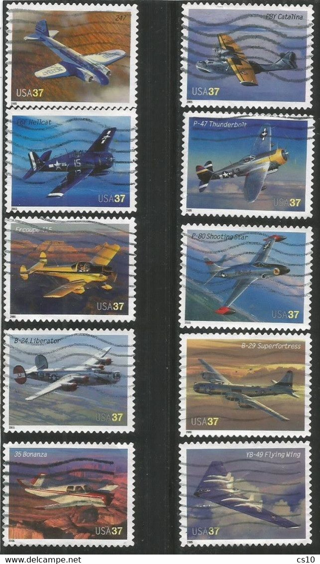 USA 2005 American Advances In Aviation - Airplanes - Cpl 10v Set Used - SC.# 3916/25 - Oblitérés