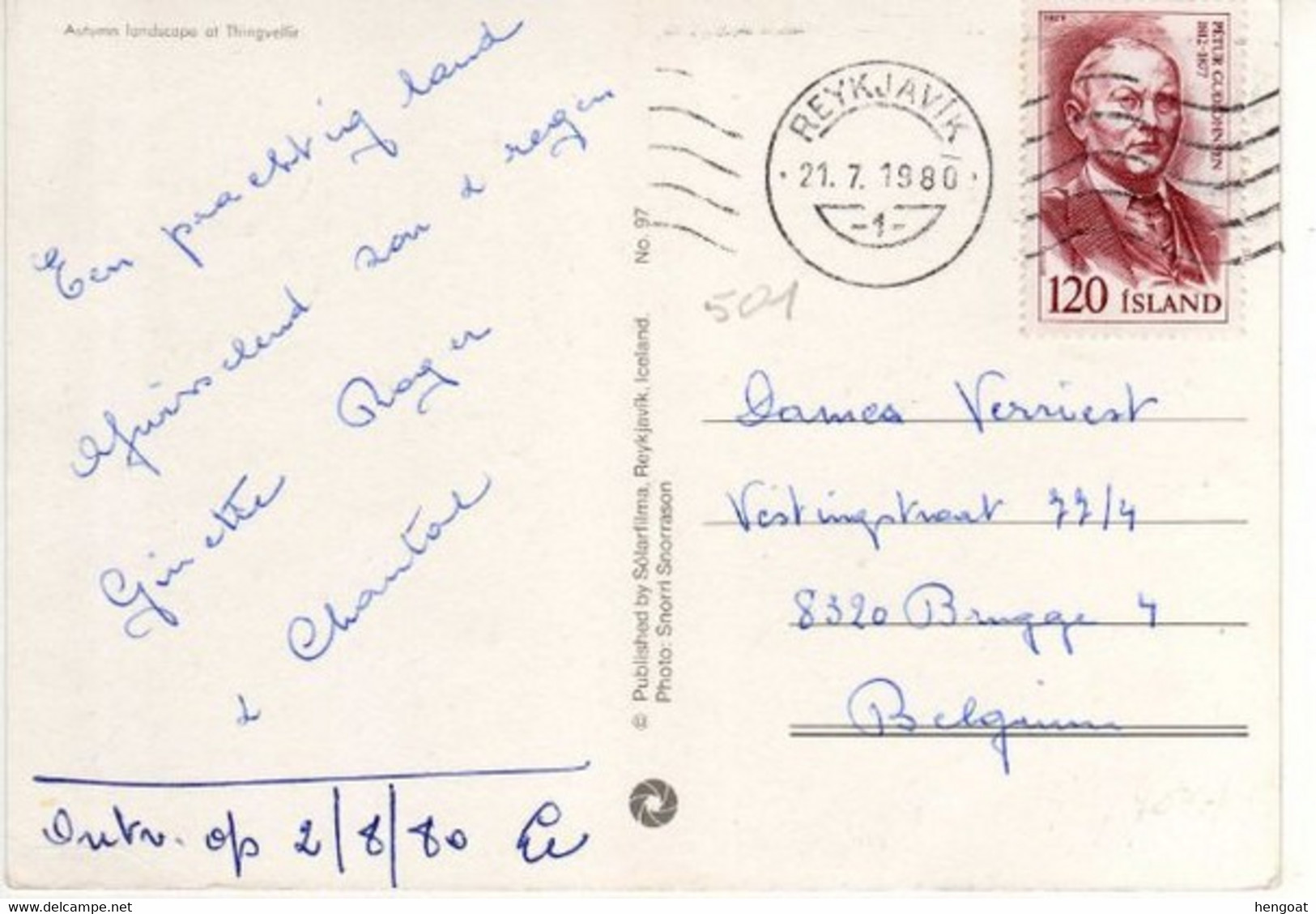 Timbre , Stamp  Yvert N° 501 " Personnage " Sur Cp , Carte , Postcard Du 21/07/80 - Brieven En Documenten