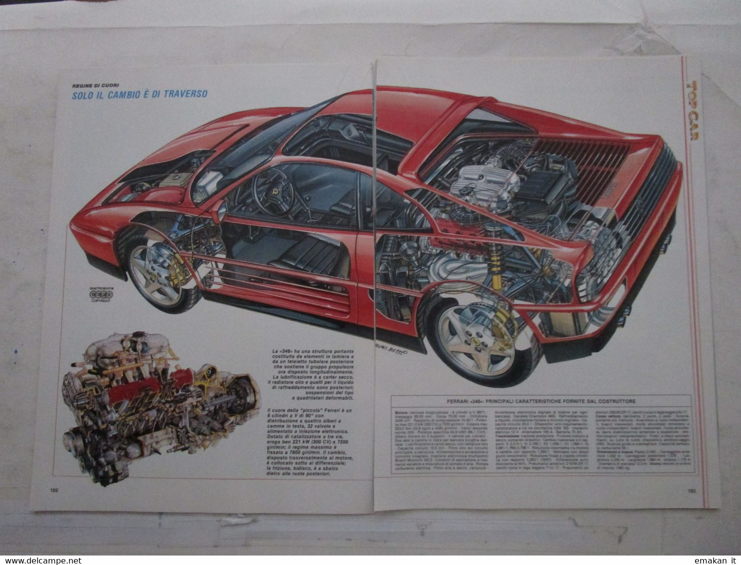 # ARTICOLO / CLIPPING FERRARI 348 Tb / LOTUS ESPRIT TURBO / PORSCHE CARRERA 2 - First Editions