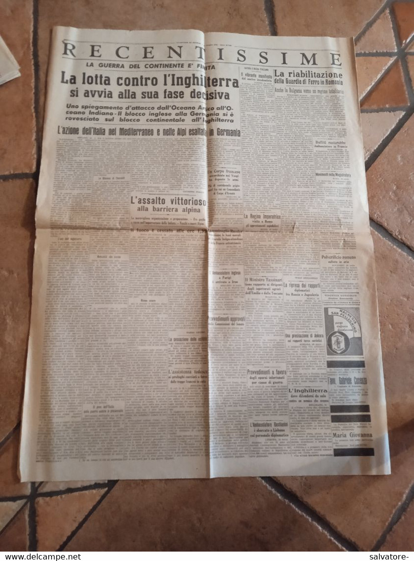 GIORNALE DI SICILIA 25 GIUGNO  1940 - Guerra 1939-45