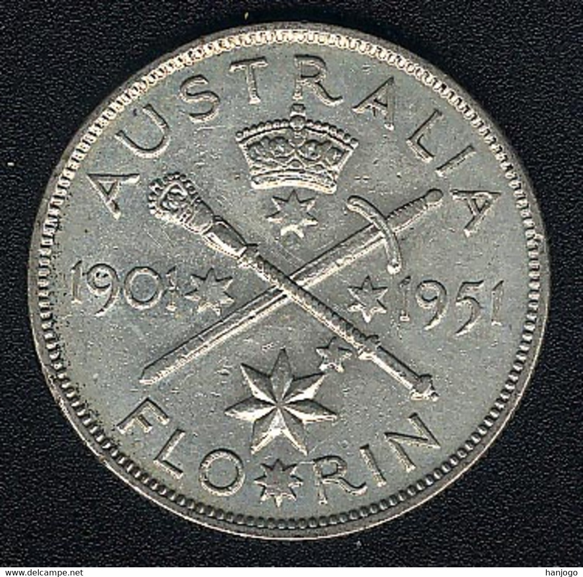 Australien, 1 Florin 1951, Jubiläum, Silber, XF - Florin