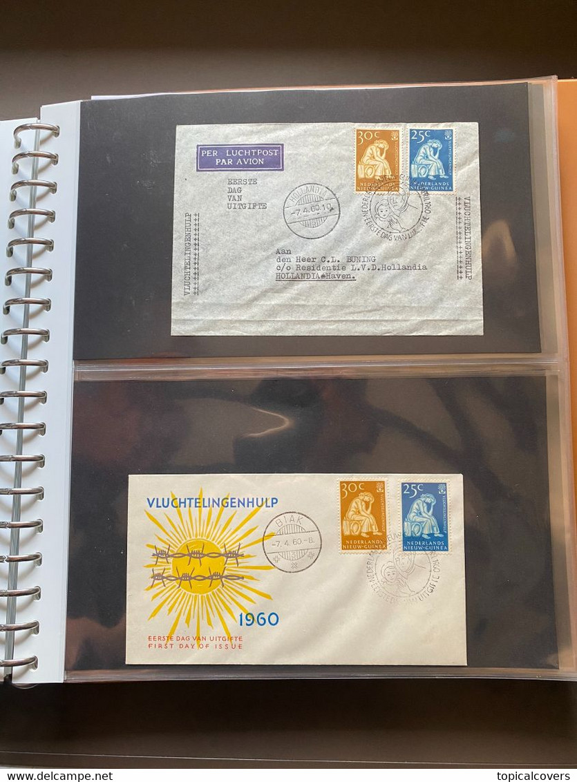 NNG / Nederlands Nieuw Guinea Verzameling van ruim 350 FDC / 1e dag poststukken 1954 / 1962 - 4 albums / 108 scans