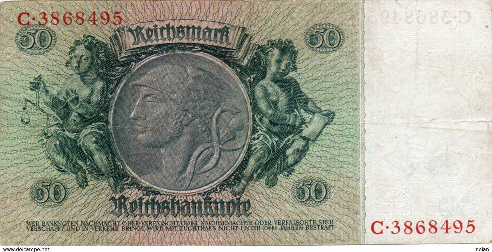 GERMANY- 50 REICHSMARK 1933  - P-182a1 Vf - 50 Reichsmark