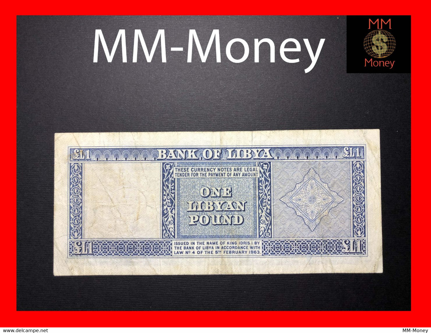LIBYA 1 £  5.2.1963  P. 30  *scarce*    VF - Libya