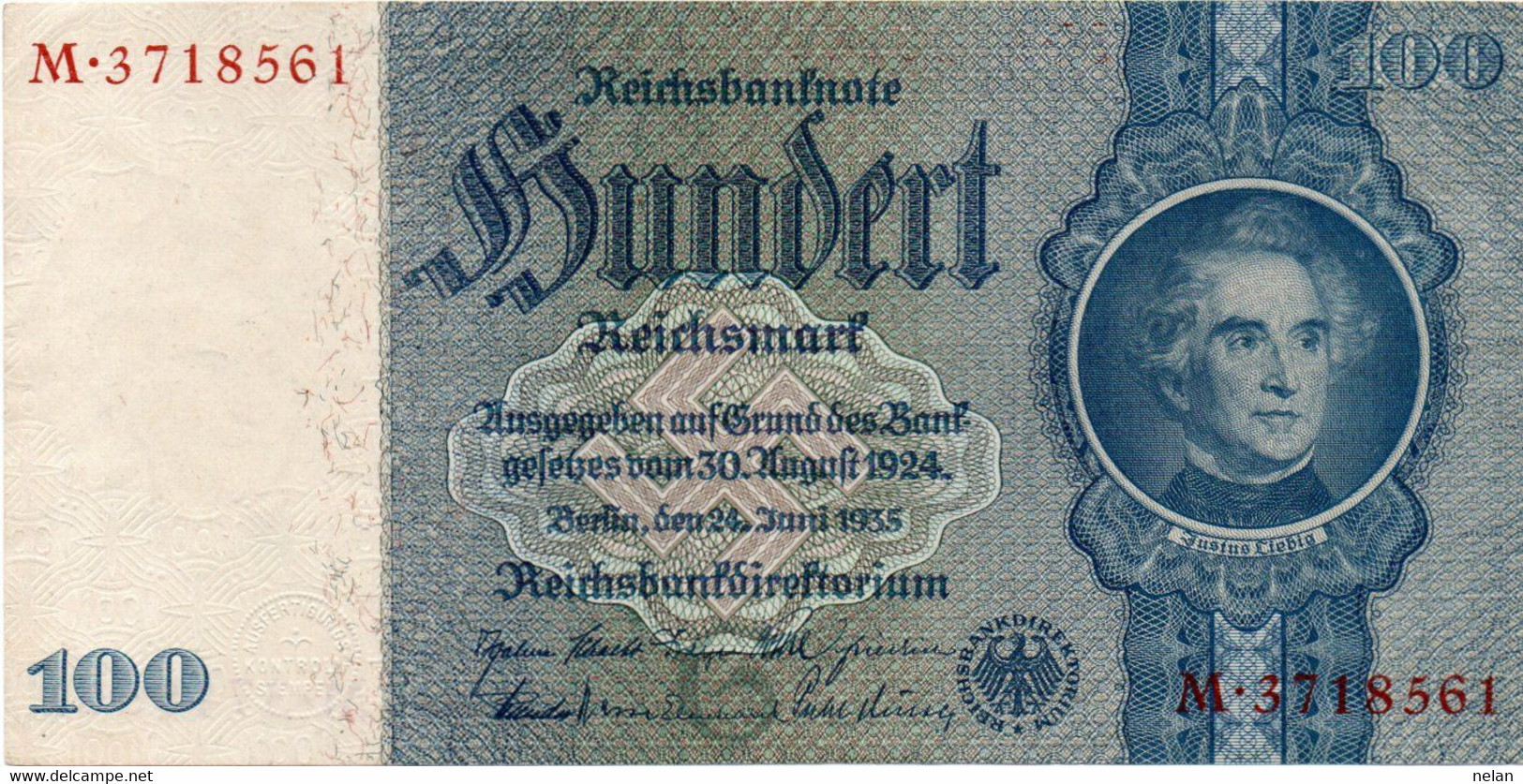 GERMANY- 100 REICHSMARK 1935  - :P-183a.1, Ros:R-176a XF++ RARA - 100 Reichsmark