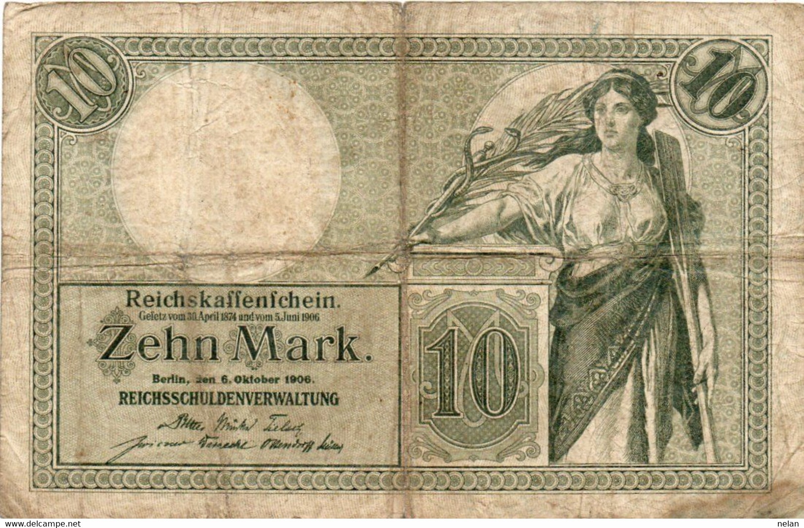 GERMANY- 10 MARK 1906 -  Wor:P-9b, Ros:R-27b - CIR. - 10 Mark