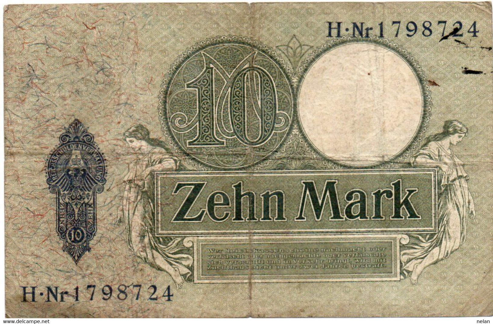 GERMANY- 10 MARK 1906 -  Wor:P-9b, Ros:R-27b - CIR. - 10 Mark