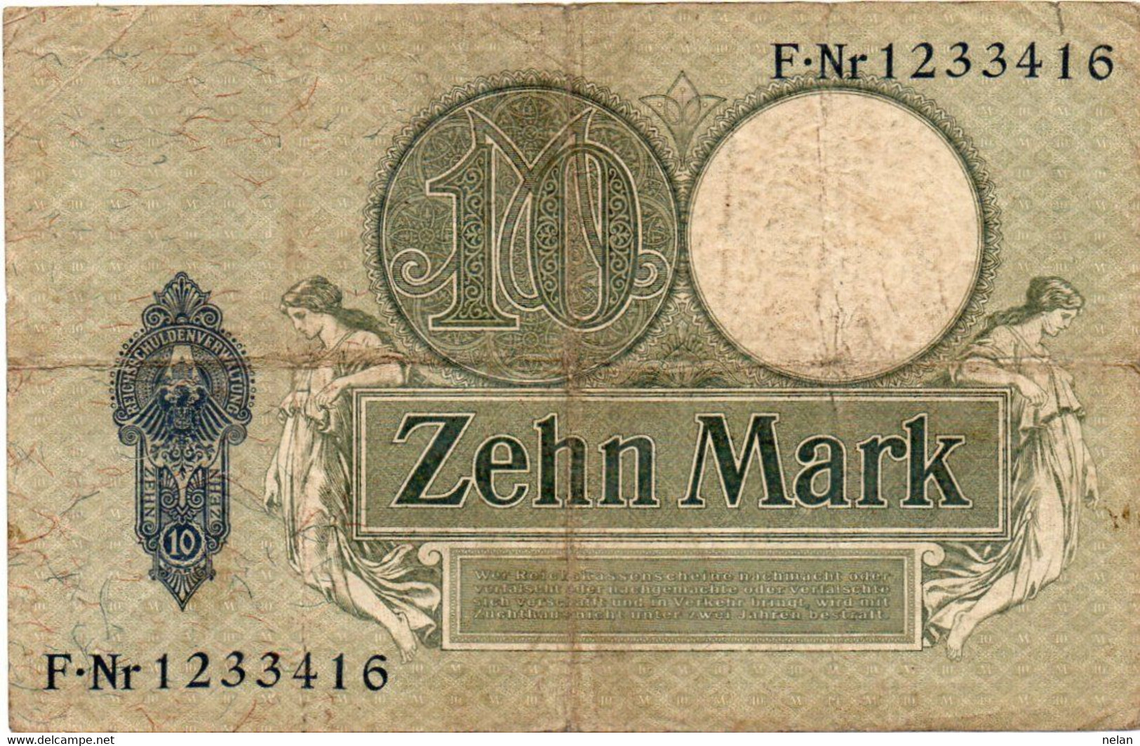 GERMANY- 10 MARK 1906 -  Wor:P-9b, Ros:R-27b - CIR. - 10 Mark