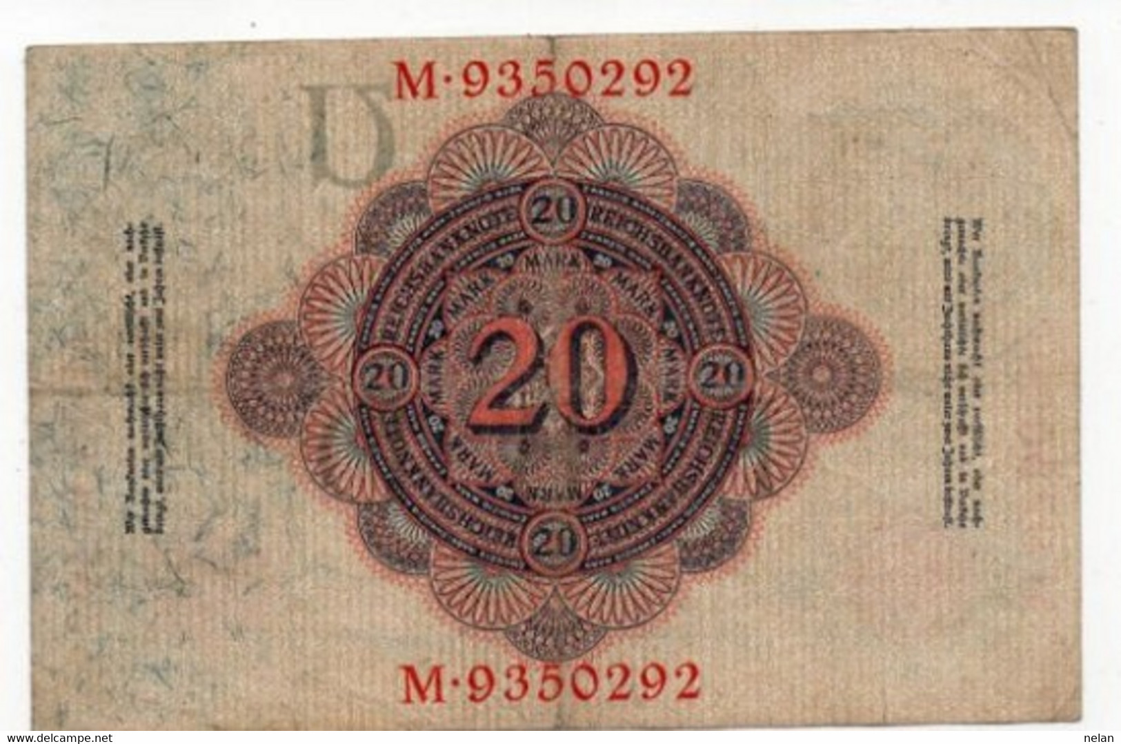 GERMANY- 20 MARK 1914  -P-46b - VF - LETERA   U - 20 Mark