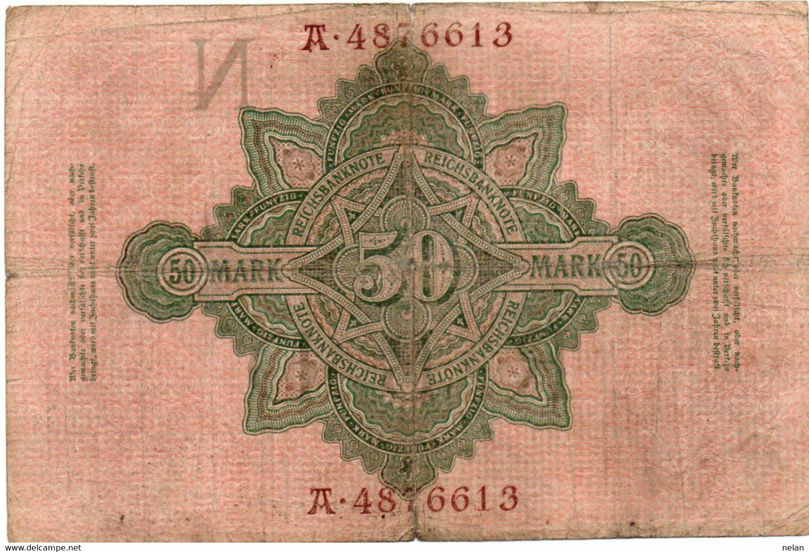 GERMANY- 50 MARK 1910   P-41, Ros:R-42  - LETERA  N - 50 Mark