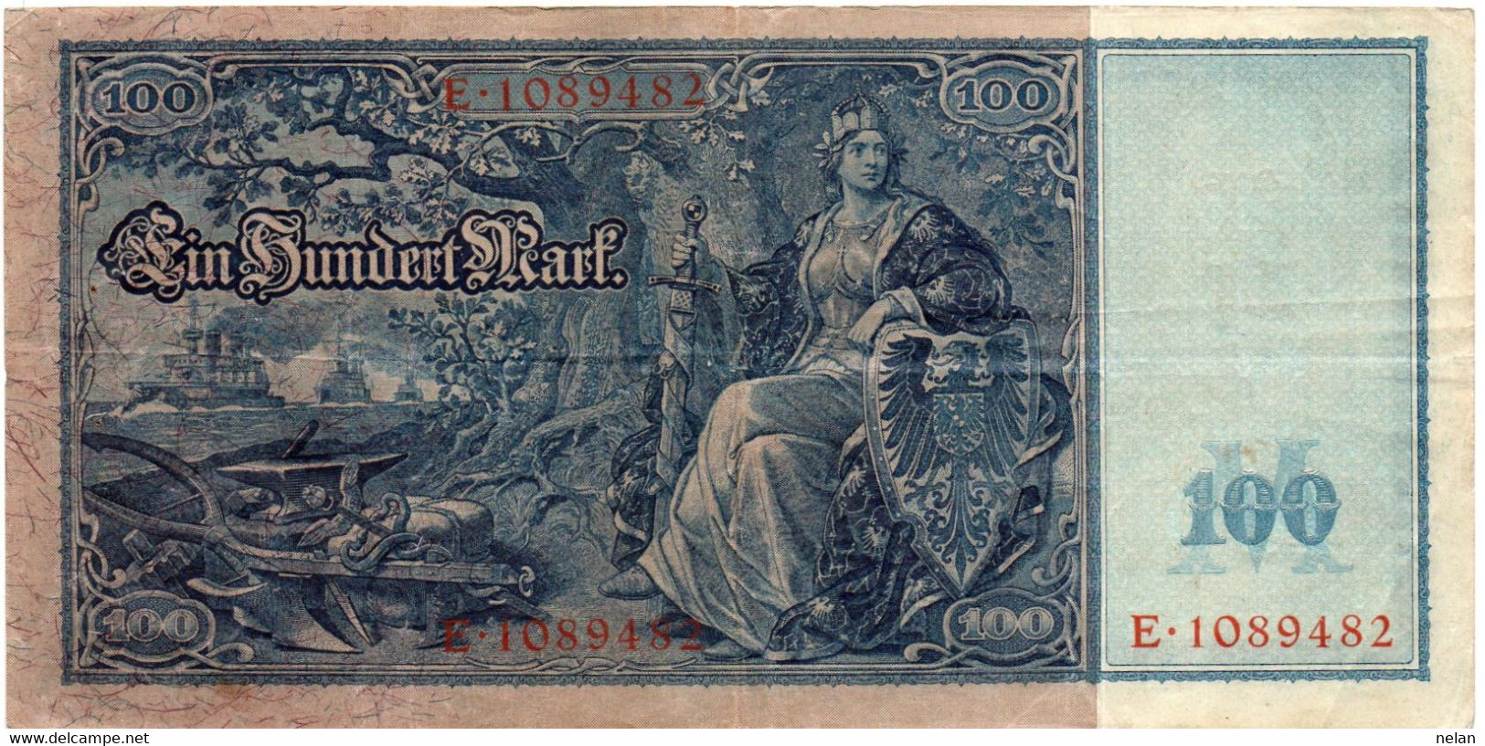 GERMANIA-100 MARK 1910  - P-42/2, Ros:R-43b -  VF++ - 100 Mark