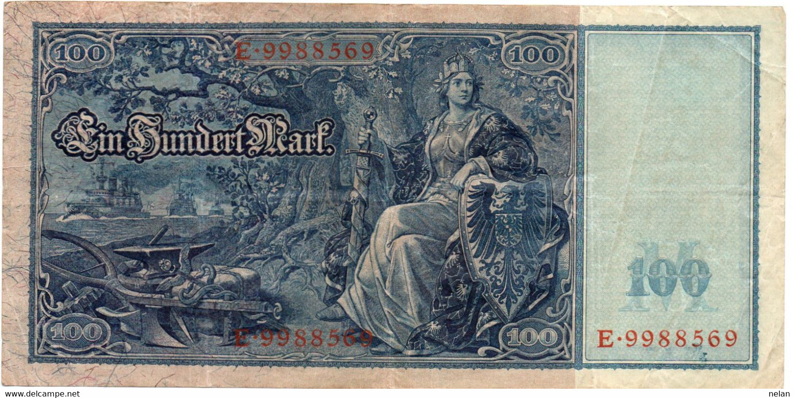 GERMANIA-100 MARK 1910  - P-42/2, Ros:R-43b - 100 Mark