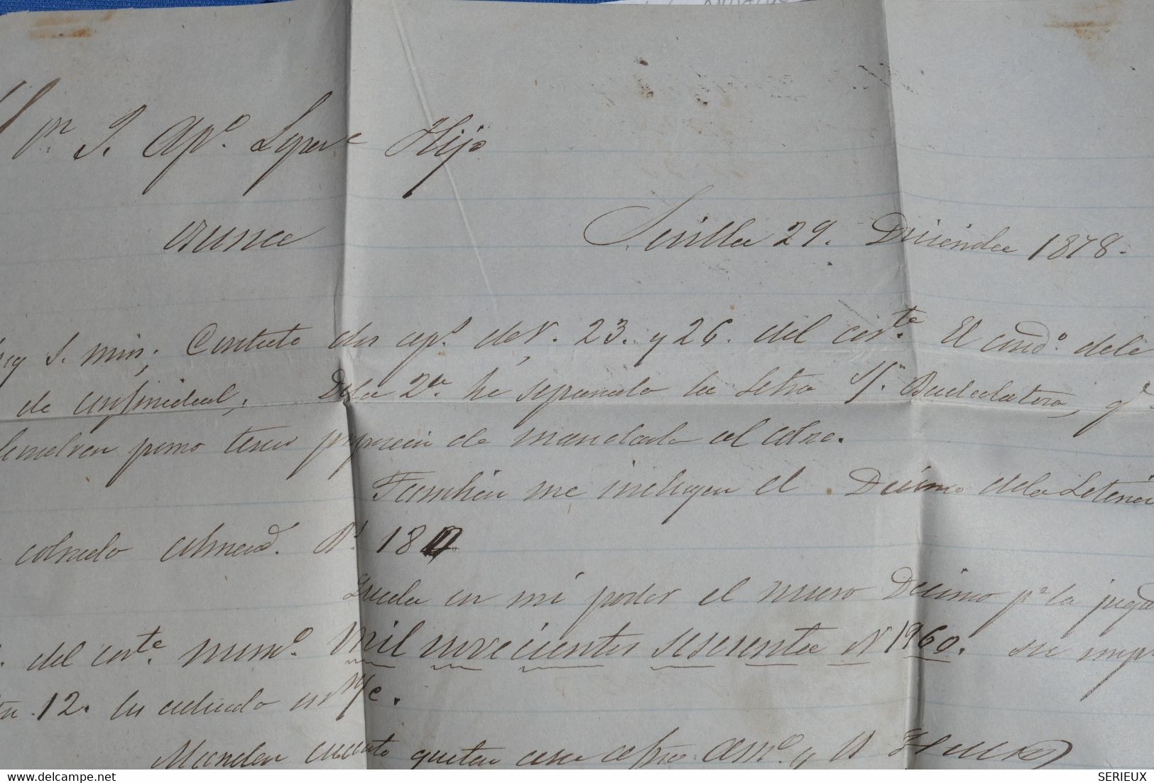 N30 ESPANA BELLE LETTRE 1878  + ANDALUCIA   BAJA   SEVILLA POUR  OSUNA    +++++ AFFRANCH.  INTERESSANT - Lettres & Documents