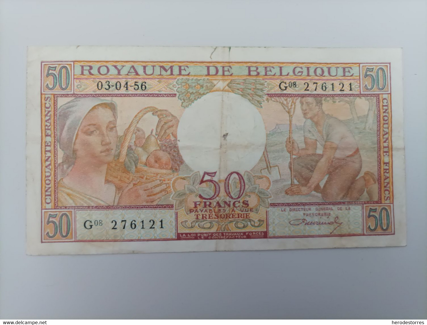 Billete De Bélgica De 50 Francs, Año 1956 - Da Identificare