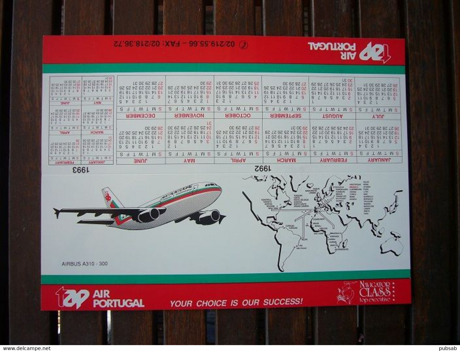 Avion / Airplane / AIR PORTUGAL / Airbus A310-300 / Calendrier De Bureau / 1992 - Giveaways