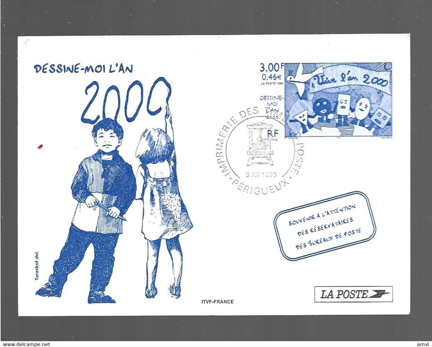 22- 5 - 1245 Poste & Facteurs, Carte Pour Les Réservataire Des Timbres Poste De France - La Poste - Dessine-moi L'an 200 - Postal Services