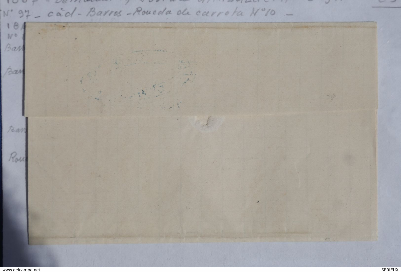 N6 ESPANA BELLE  LETTRE  1867 + ANDALUCIA  BAJA  SEVILLA  POUR ORTIGOSA ++BARRES N°7+ AFFRANCH.  INTERESSANT - Cartas & Documentos