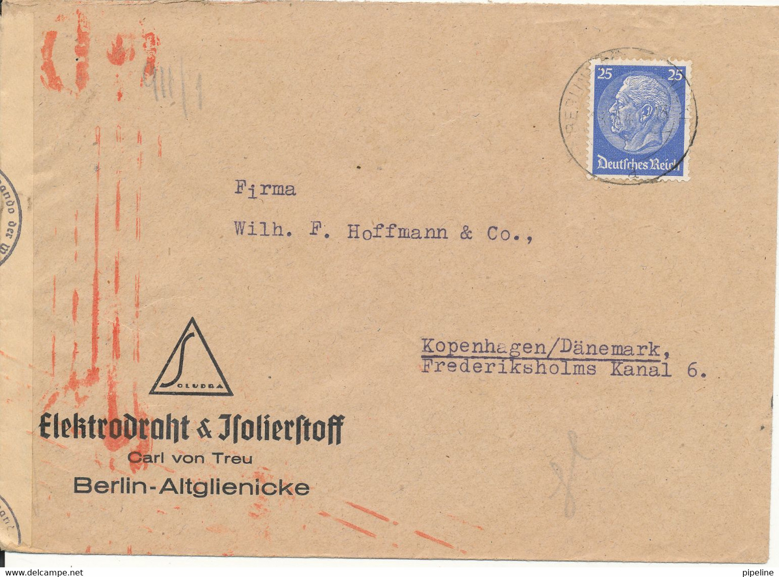 Germany Nazi Censored Cover Sent To Denmark Berlin 3-6-1941 - Briefe U. Dokumente