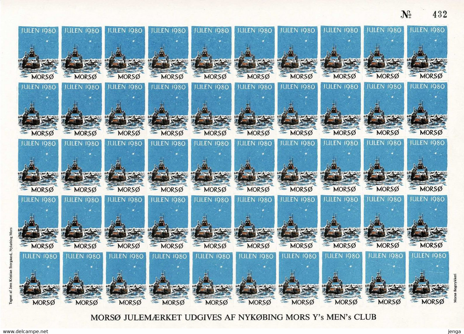 Denmark; Local Christmas Seals Nykøbing Mors Y's Men's Club. 2 Unused Sheets, Not Folded - MNH(**);  1980-1981. - Fogli Completi