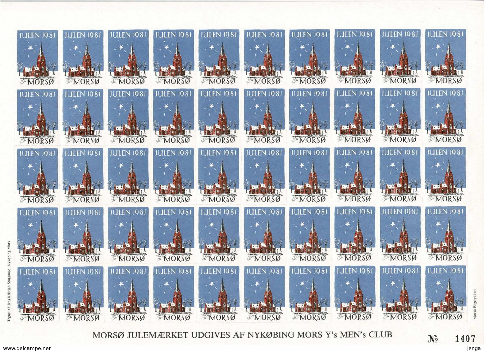 Denmark; Local Christmas Seals Nykøbing Mors Y's Men's Club. 2 Unused Sheets, Not Folded - MNH(**);  1980-1981. - Ganze Bögen