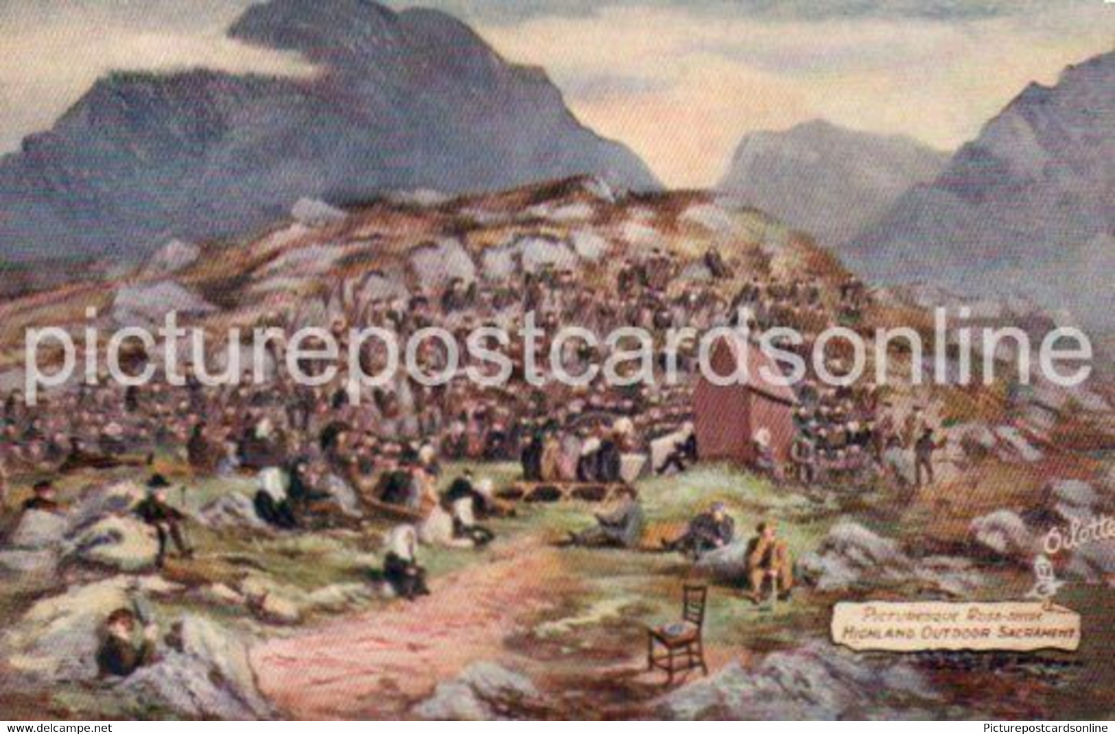 PICTURESQUE ROSS SHIRE HIGHLAND OUTDOOR SACRAMENT OLD ART COLOUR POSTCARD TUCK OILETTE 7577 SCOTLAND - Ross & Cromarty