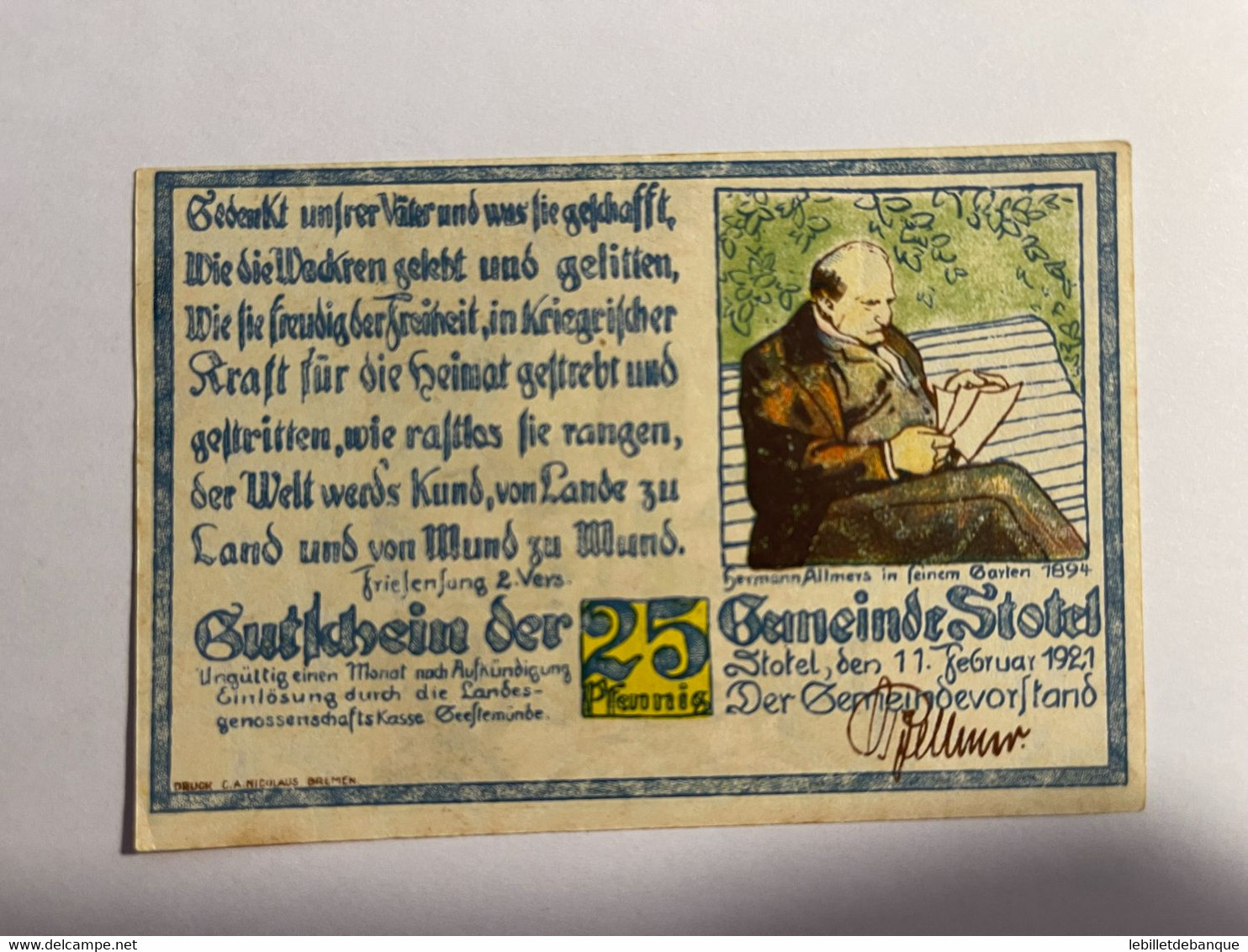 Allemagne Notgeld Stotel 25 Pfennig - Collections