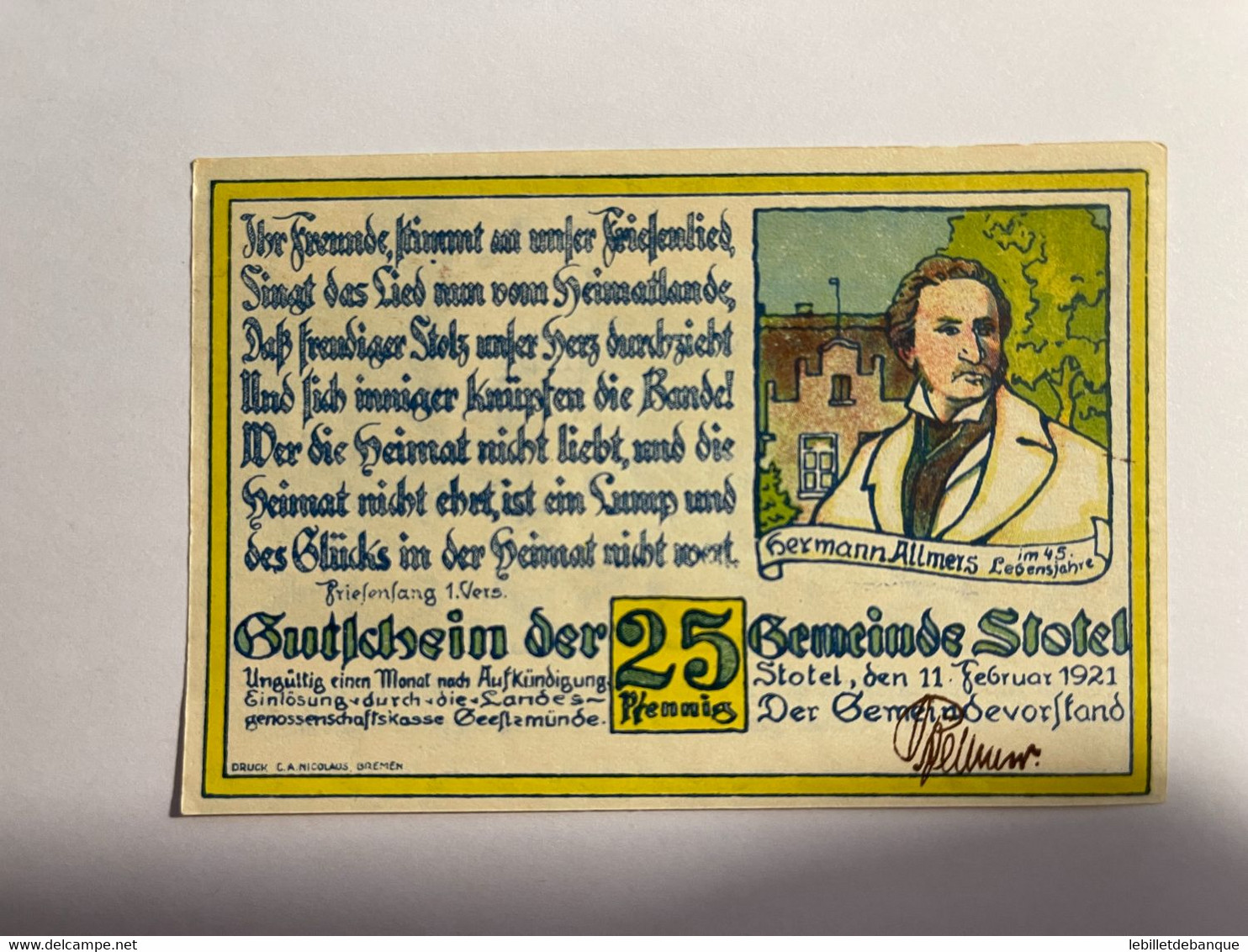 Allemagne Notgeld Stotel 25 Pfennig - Colecciones