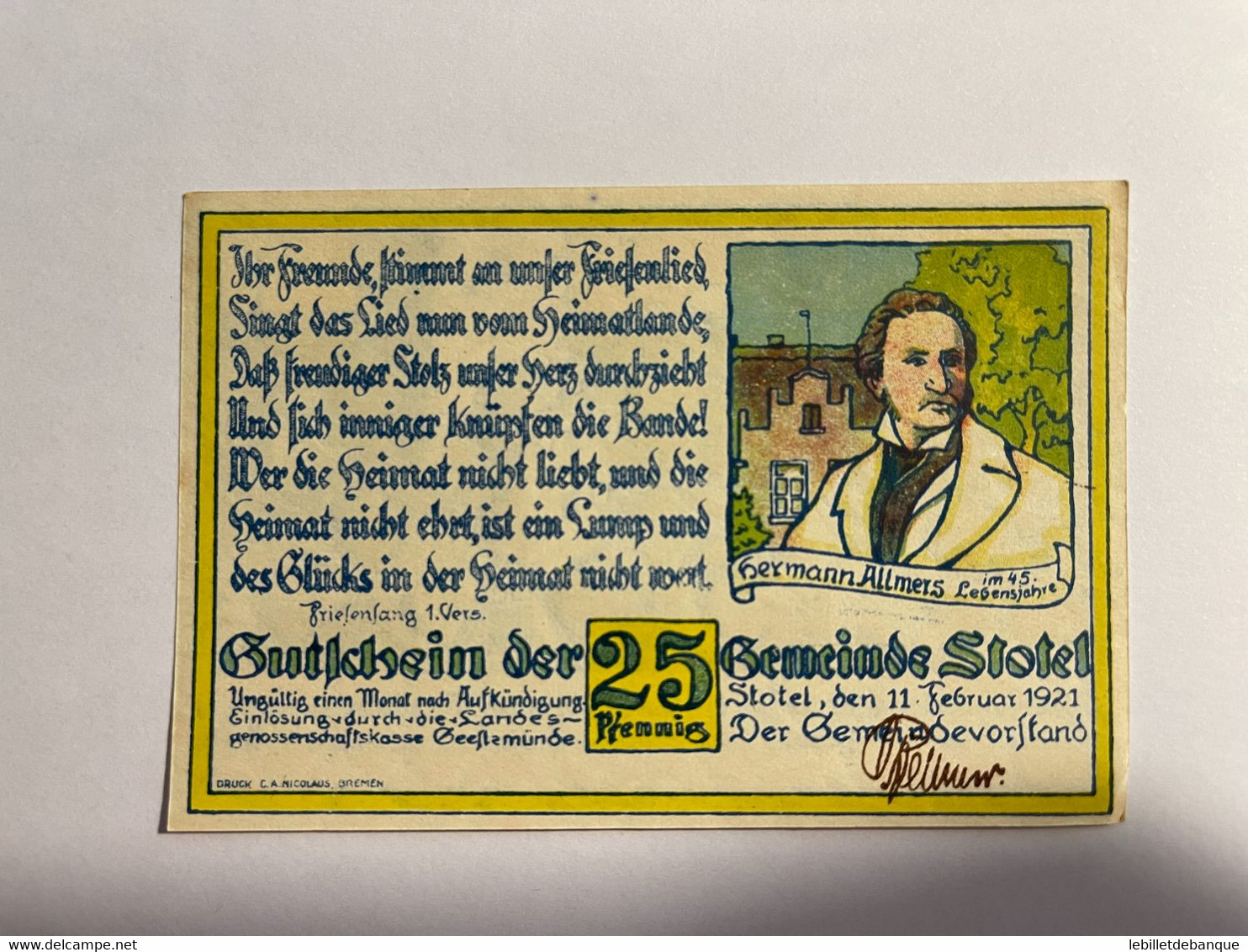 Allemagne Notgeld Stotel 25 Pfennig - Collezioni