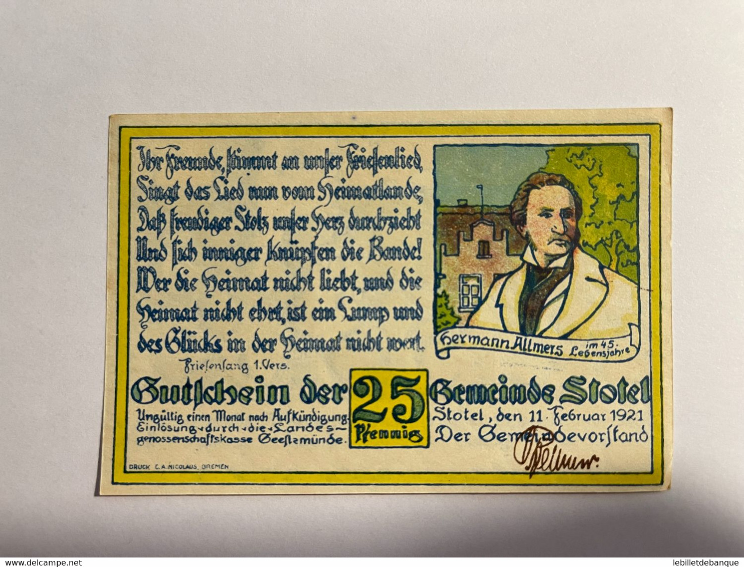 Allemagne Notgeld Stotel 25 Pfennig - Collections