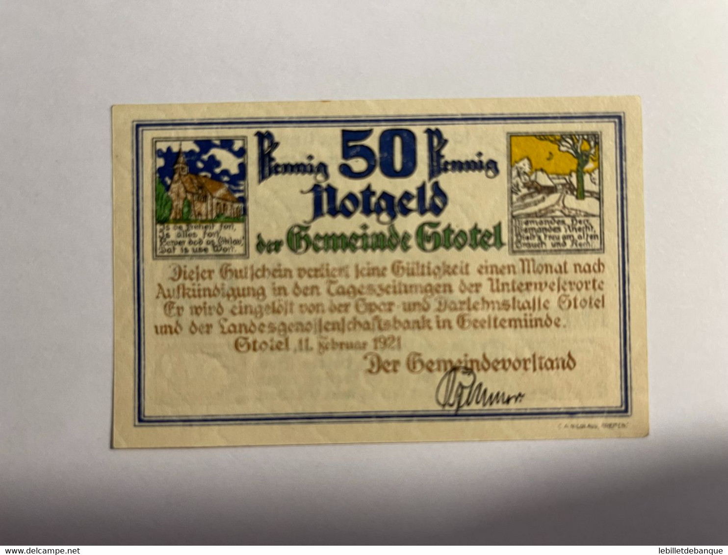 Allemagne Notgeld Stotel 50 Pfennig - Verzamelingen