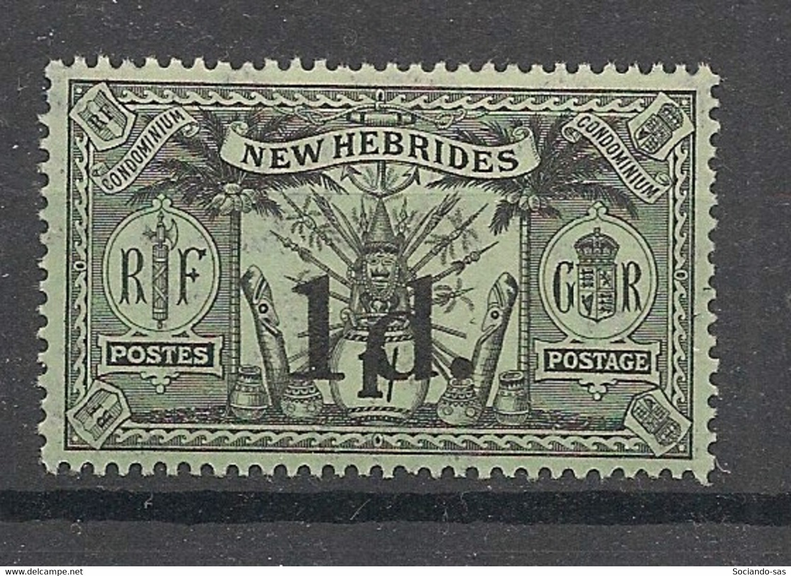 NOUVELLES HEBRIDES - 1920 - N°Yv. 65 - 1d Sur 1s Vert-gris - Neuf Luxe ** / MNH / Postfrisch - Ongebruikt