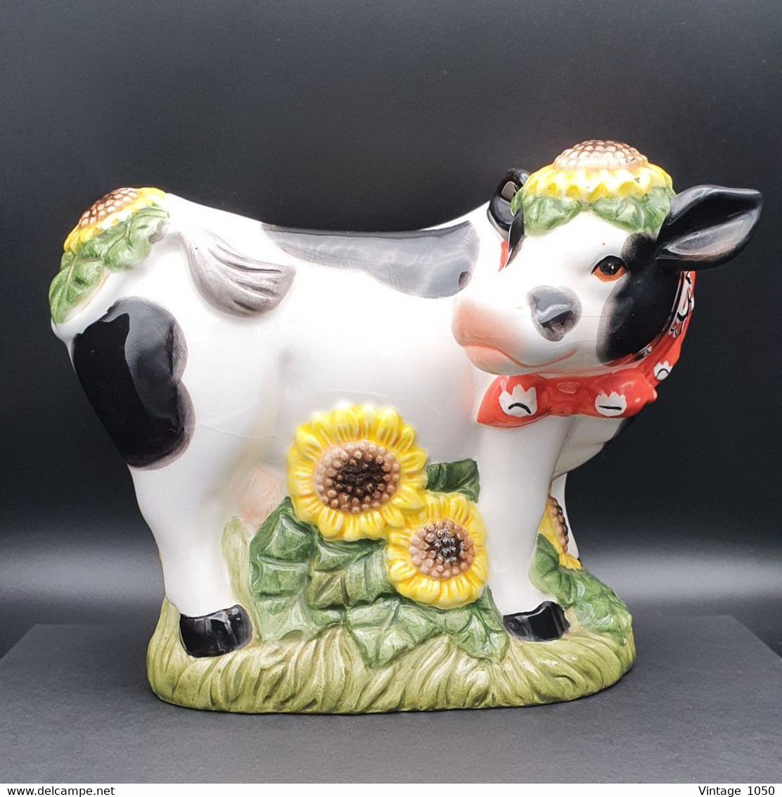 ✅Vintage Vache Bandana Creamer 1970 Céramique TBE #peintmain #cow #vintage - Unclassified