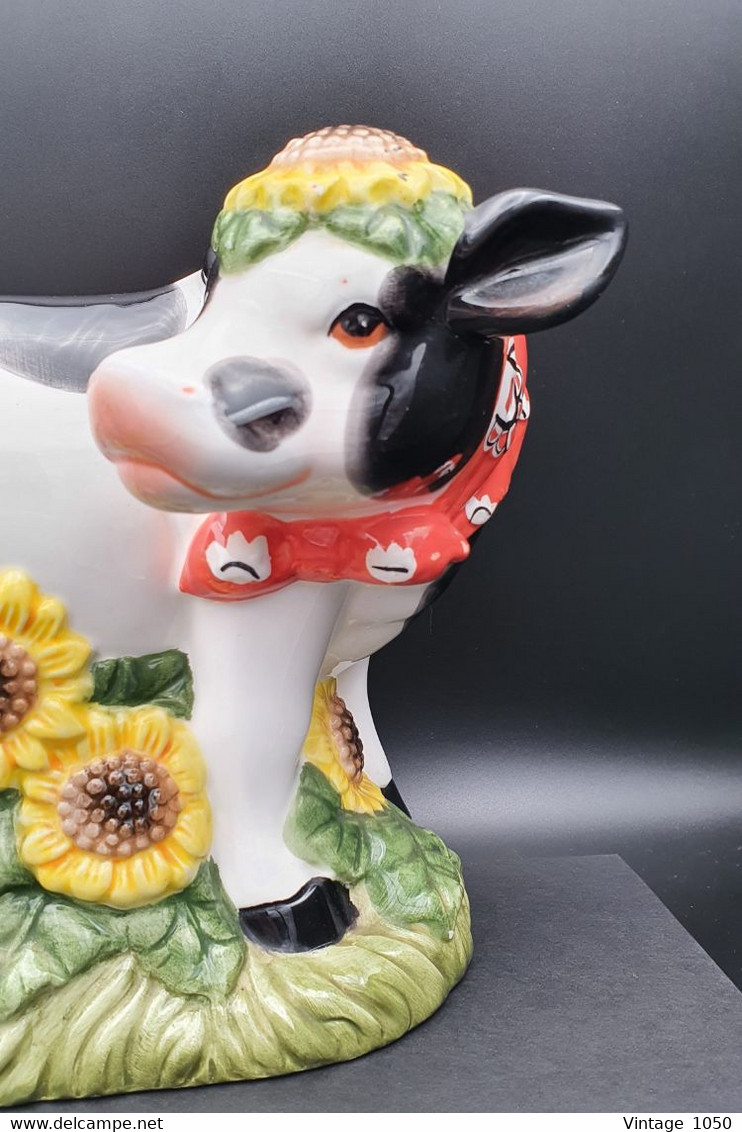 ✅Vintage Vache Bandana Creamer 1970 Céramique TBE #peintmain #cow #vintage - Unclassified