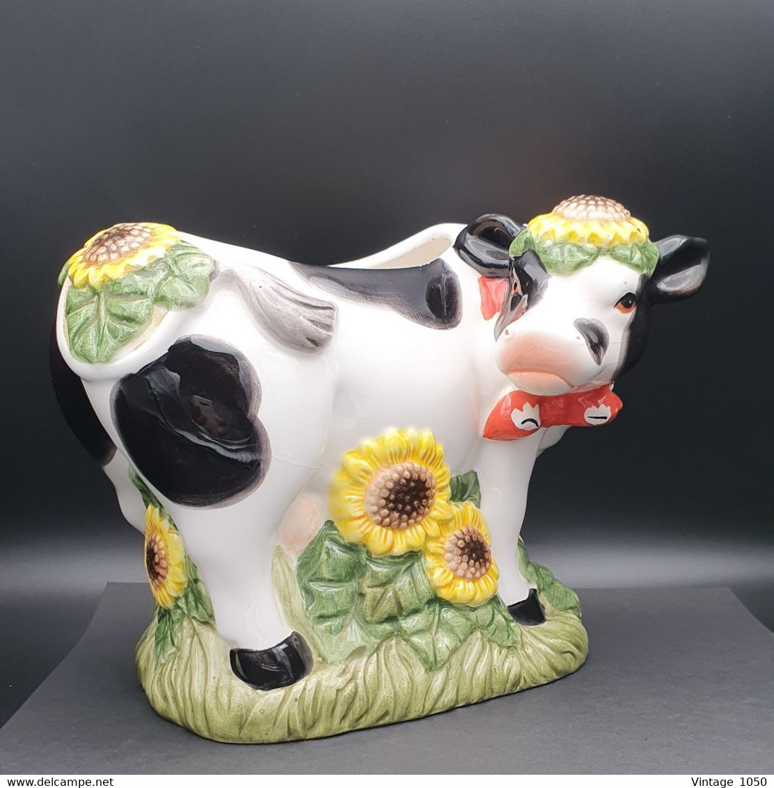 ✅Vintage Vache Bandana Creamer 1970 céramique TBE #peintmain #cow #vintage