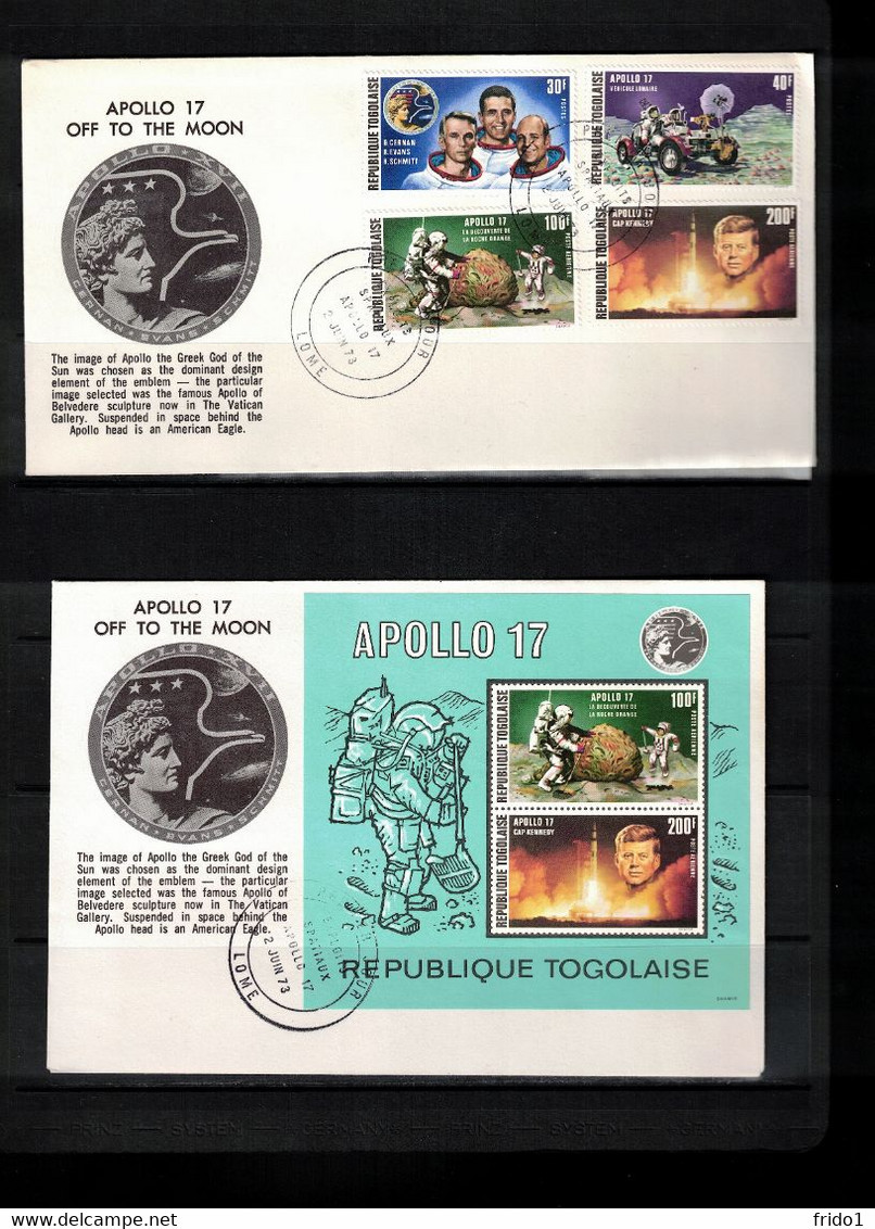 Togo 1973 Space / Raumfahrt Apollo XVII Set + Block FDC - Afrique