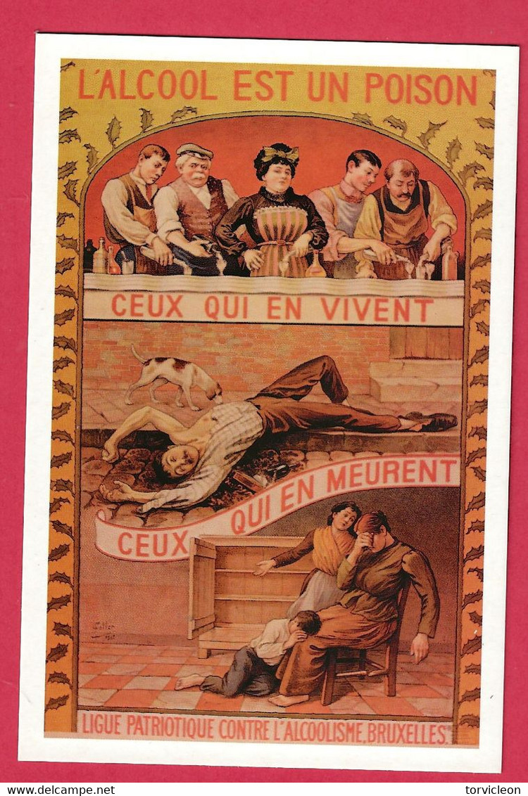 C.P. Mons  = Affices MUNDANEUM : Affiche De La  LIGUE Patriotique  Contre  L' ALCOOLISME  1910 - Mons