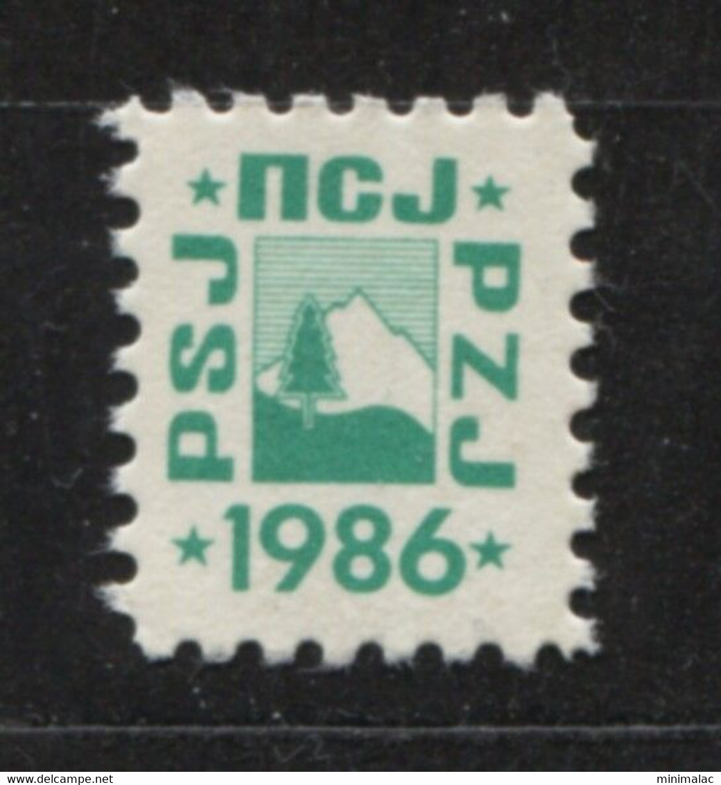 Yugoslavia 1986, Stamp For Membership Mountaineering Association Of Yugoslavia, Revenue, Tax Stamp, Cinderella, Green - Service