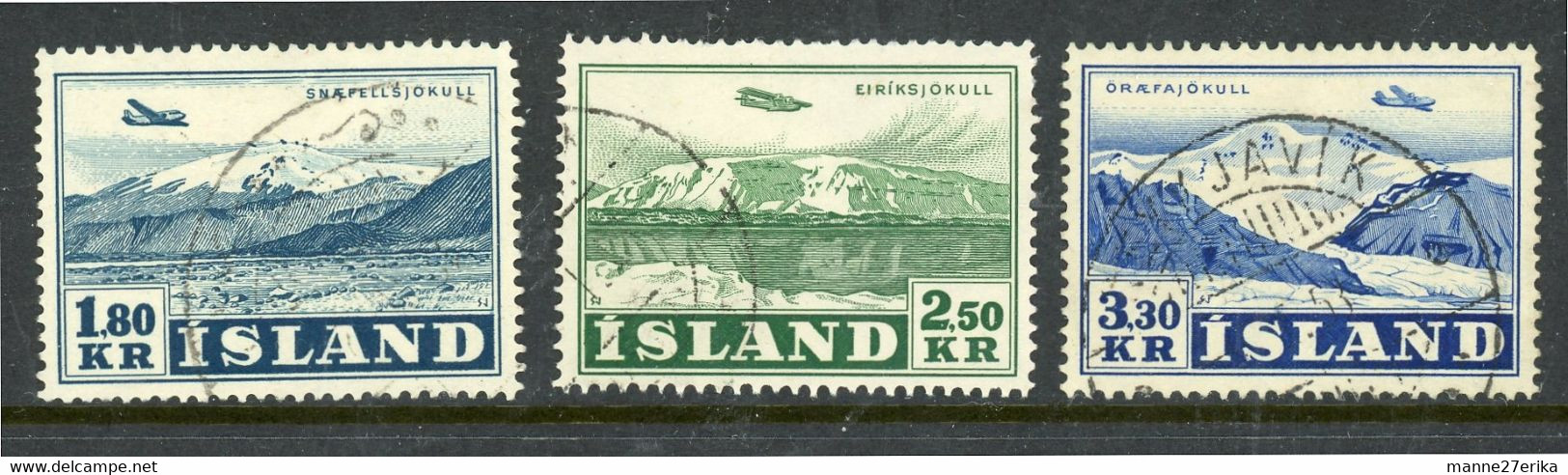 -Iceland-1952-"Plane Over Glacier"  USED - Luchtpost