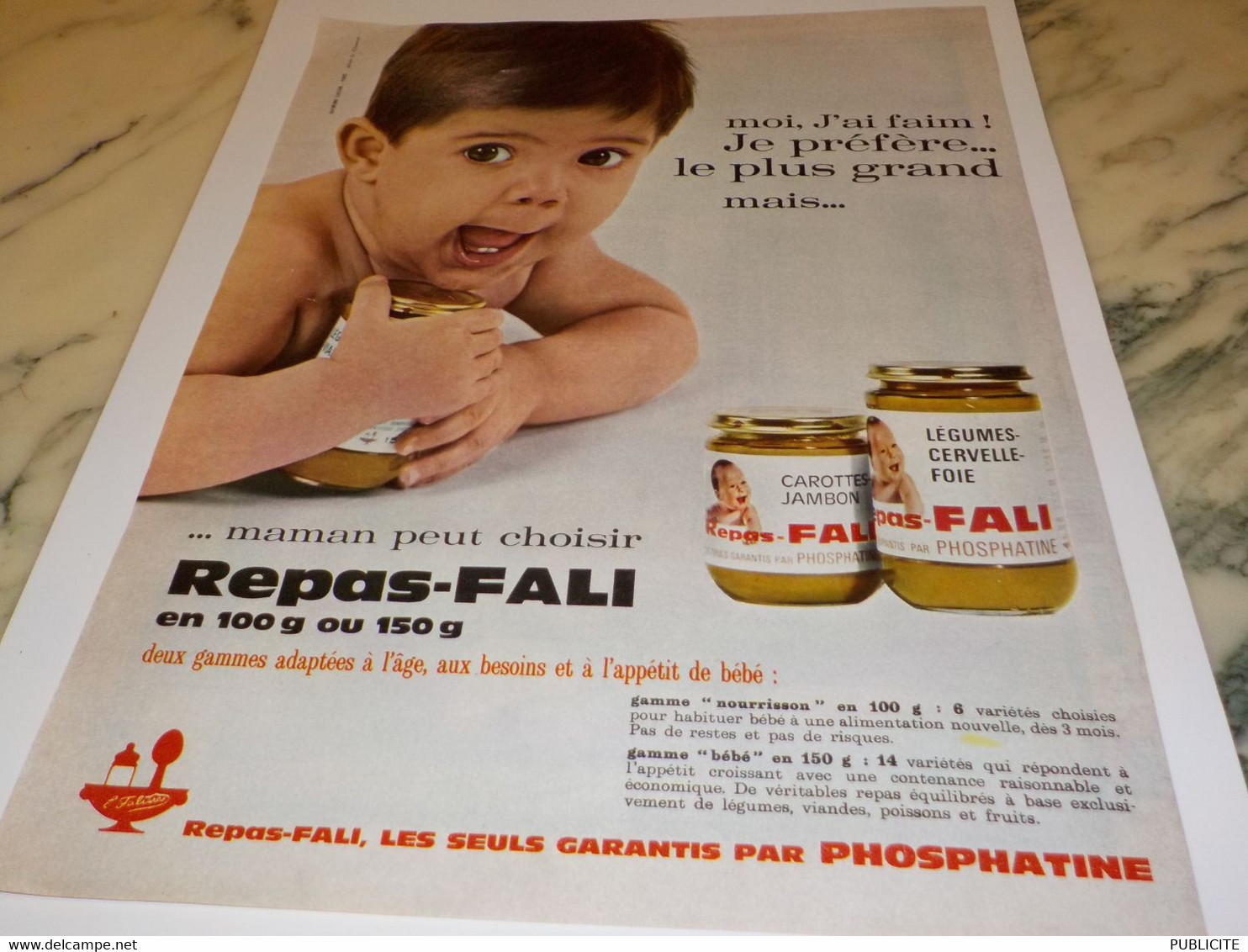 ANCIENNE PUBLICITE REPAS POUR BEBE PHOSPHATINE ET REPAS FALI 1964 - Poster & Plakate