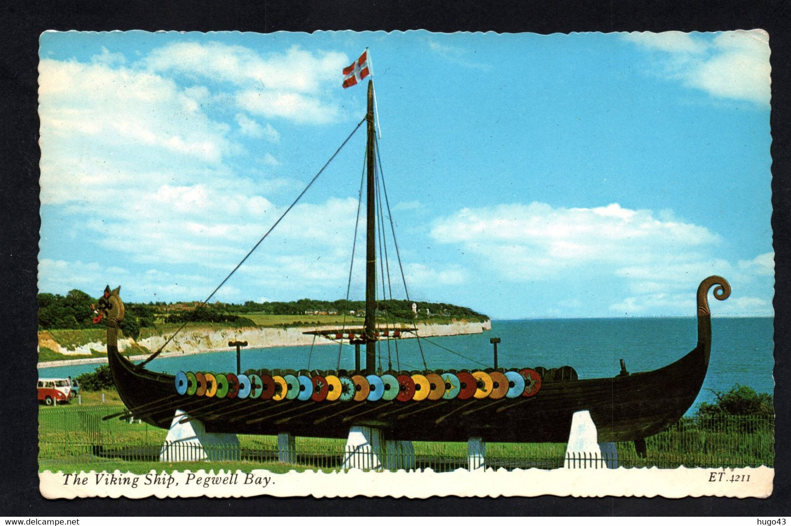 (RECTO / VERSO) PEGWELL BAY - THE VIKING SHIP - TIMBRES DECOLLES - FORMAT CPA - Ramsgate