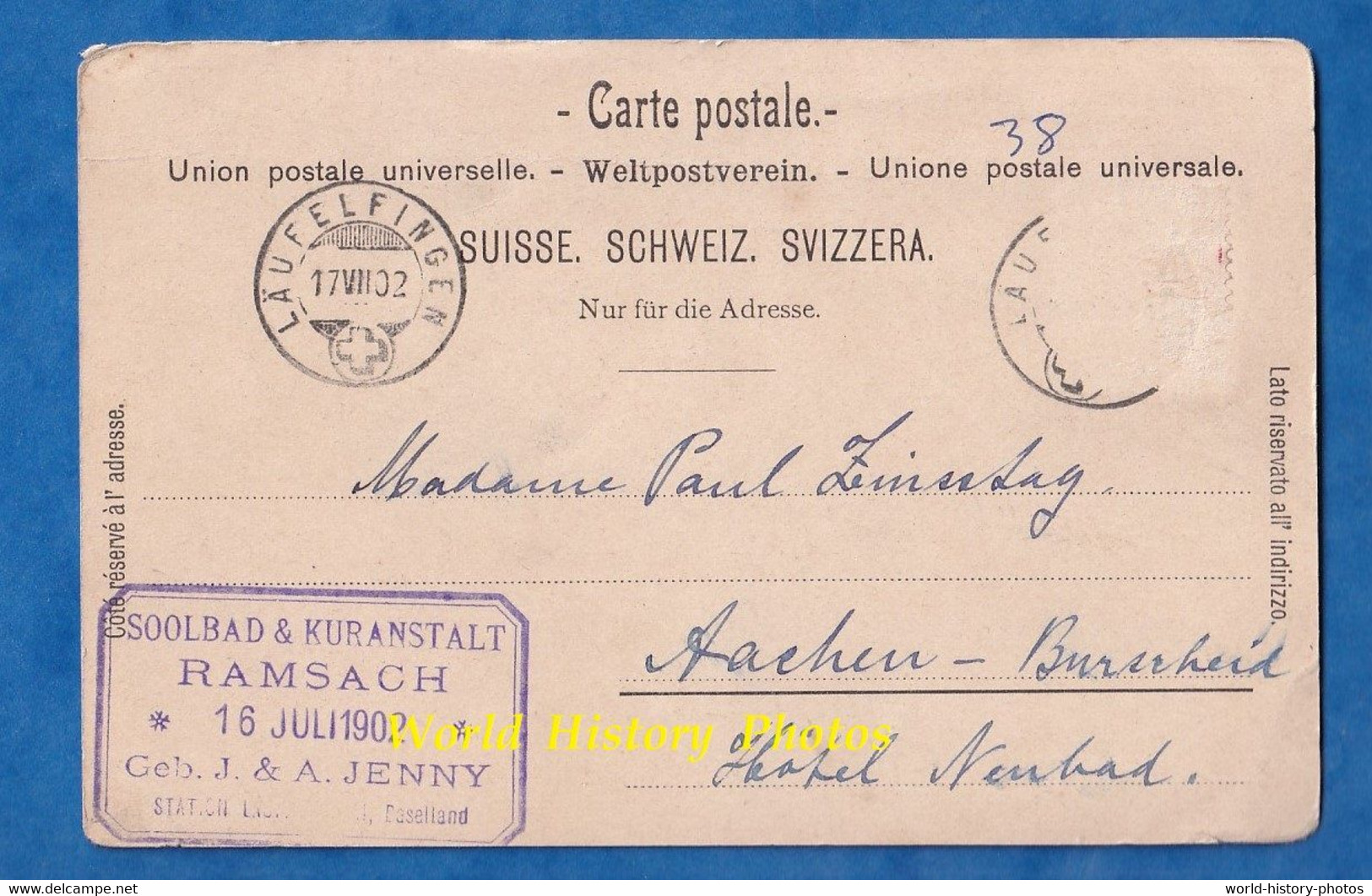CPA - Gruss Aus BAD RAMSACH - Cachet SOOLBAD & KURANSTALT J. A. Jenny - 1902 - Laufelfingen - Läufelfingen