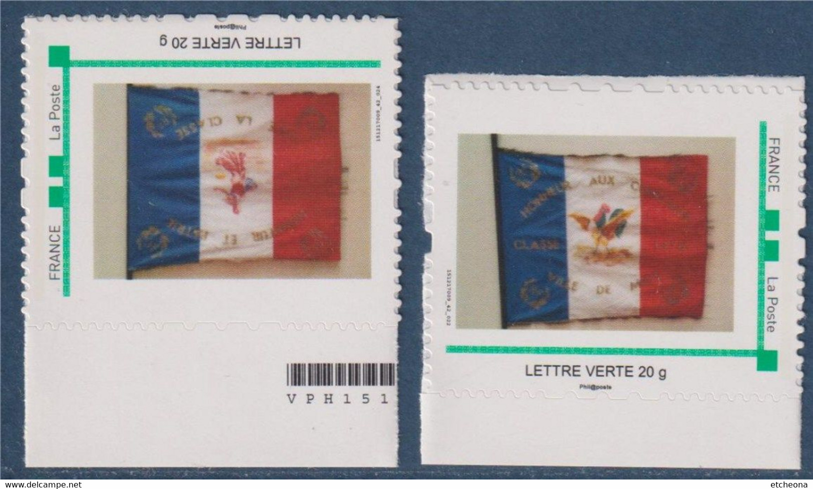 Drapeau Tricolore Français Honneur Aux Conscrits Classe 1970 Ville De Mios Honneur Et Patrie 28.11.2015 LV Coq Semeuse - Unused Stamps