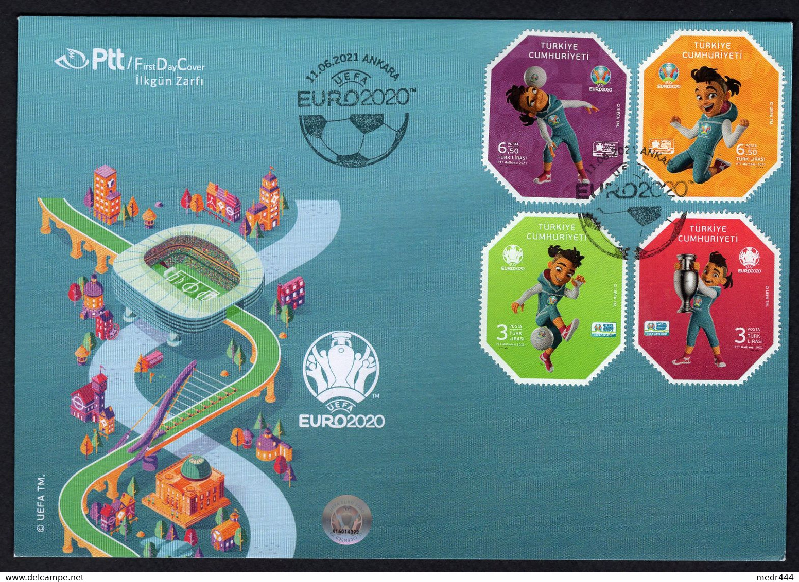 Turkey/Turquie 2021 - EURO 2020 - Sports - European Football Championship - FDC + Flyer - Superb*** - Brieven En Documenten